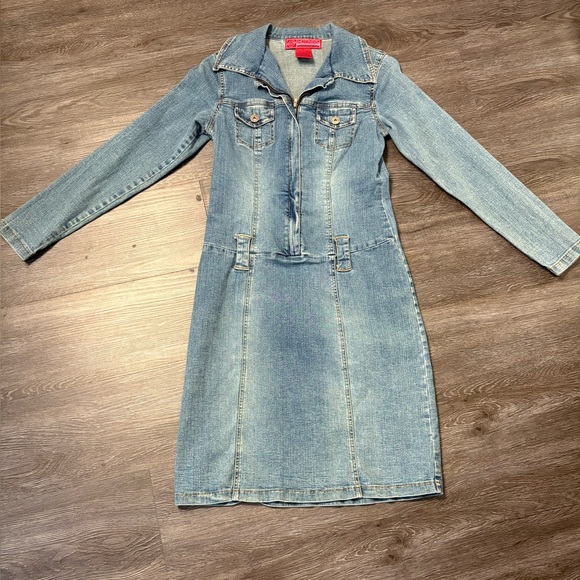 HOTKISS Denim Dress Womens M Vintage Wash Blue Y2k Stretch